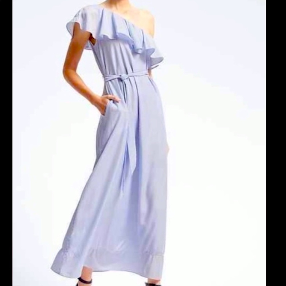 BANANA REPUBLIC blue & white stripe maxi dress (L)